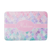 Cute Girly Ombre Mermaid Pattern Monogrammed Badmat (Voorkant)
