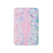 Cute Girly Ombre Mermaid Pattern Monogrammed Badmat (Voorkant Verticaal)