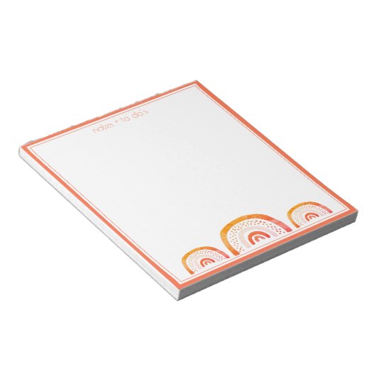 Cute Girly Oranje Waterverf Rainbow Personalized Notitieblok (Schuin)