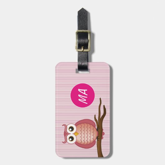  Cute Girly Owl | Bagagelabel (Voorkant verticaal)