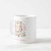 Cute Girly Owl Waterverf Blush Gold Floral Koffiemok (Voorkant links)