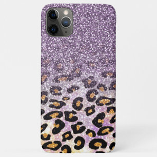 Cute Girly Paars & Gold Glitter Leopard Print Case-Mate iPhone Case