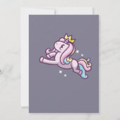 Cute Girly Paars Magical Unicorn Invitation Kaart (Achterkant)