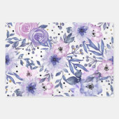 Cute Girly Paars Pink Floral Glitter Inpakpapier Vel (Voorkant 2)