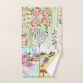 Cute girly pastel background floral collage art bad handdoek (Handdoek)