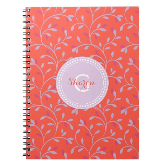 Cute girly pastel paars flormonogram notitieboek (Voorkant)