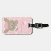 Cute Girly Pastel Pink Ballerina Beer Cub Kinder Bagagelabel (Voorkant horizontaal)