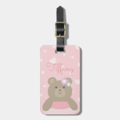 Cute Girly Pastel Pink Ballerina Beer Cub Kinder Bagagelabel (Voorkant verticaal)