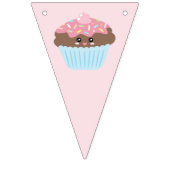 Cute Girly Pastel Pink Cupcake Happy Birthday Vlaggetjes (Eerste vlag)