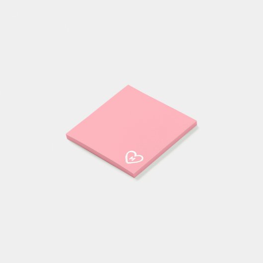 Cute Girly Pastel Pink Heart Monogram Initiaal Post-it® Notes (Schuin)