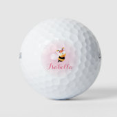 Cute Girly Pastel Pink Sweet Bumble Bee Cartoon Golfballen (Voorkant)