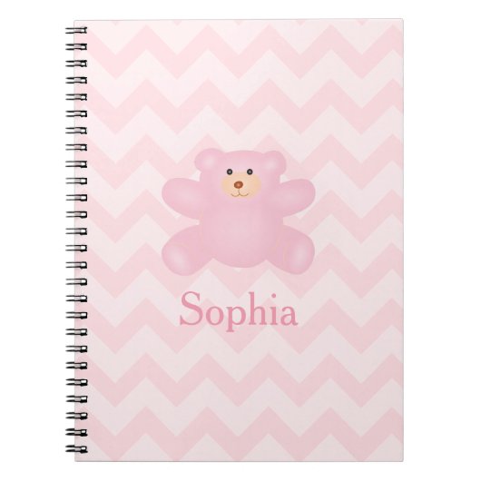 Cute Girly Pastel Pink Teddy Bear Notitieboek (Voorkant)