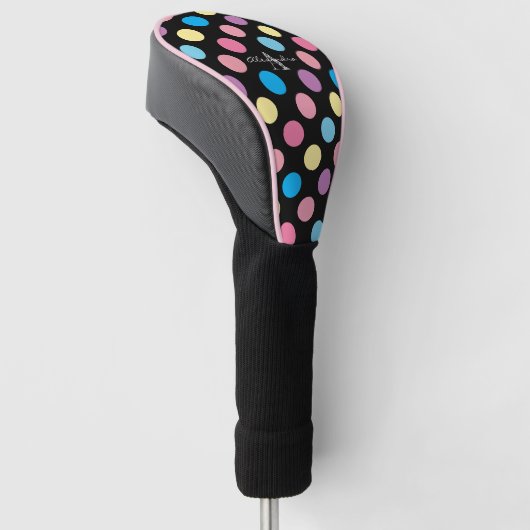 Cute Girly Pastel Polka Dots Pattern Monogram Golfheadcover (Schuin)