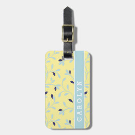 Cute girly pastel yellow floral Patroonmonogram Bagagelabel