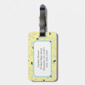 Cute girly pastel yellow floral Patroonmonogram Bagagelabel (Achterkant verticaal)