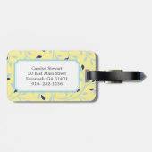 Cute girly pastel yellow floral Patroonmonogram Bagagelabel (Achterkant horizontaal)