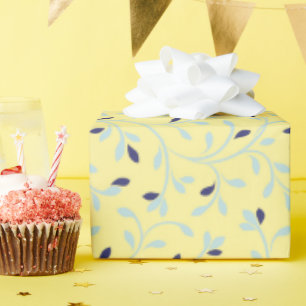 Cute girly pastel yellow floral Patroonmonogram Cadeaupapier