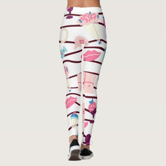 Cute Girly Pattern Leggings (Achterkant)