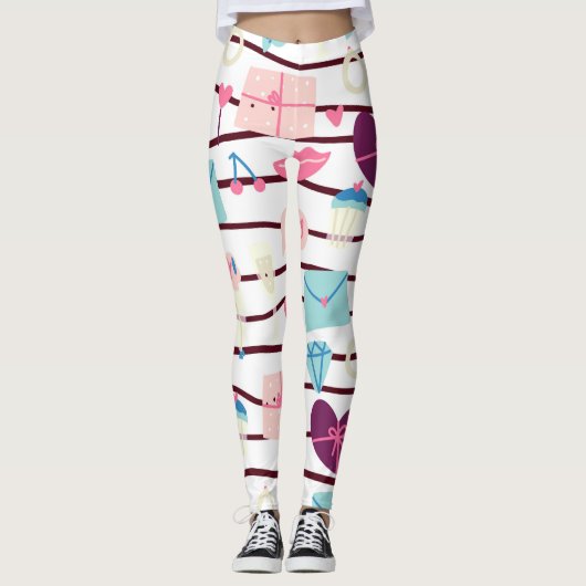 Cute Girly Pattern Leggings (Voorkant)
