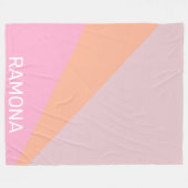 Cute Girly Peach Coral Pink Geometric Monogram Fleece Deken (Voorkant (Horizontaal))