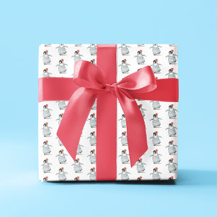 Cute Girly Penguin met Hibiscus Flower Pattern Cadeaupapier