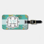 Cute Girly Personalized Flowery Pattern Doodle Bagagelabel (Voorkant horizontaal)