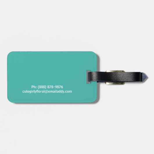 Cute Girly Personalized Flowery Pattern Doodle Bagagelabel (Achterkant horizontaal)