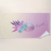 Cute Girly Pineapple ,Ombre - Personalized Strandlaken (Voorkant)