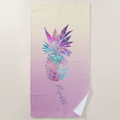 Cute Girly Pineapple ,Ombre - Personalized Strandlaken (Voorkant)