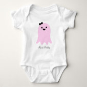 Cute Girly Pink 1st Halloween Ghost Romper (Voorkant)
