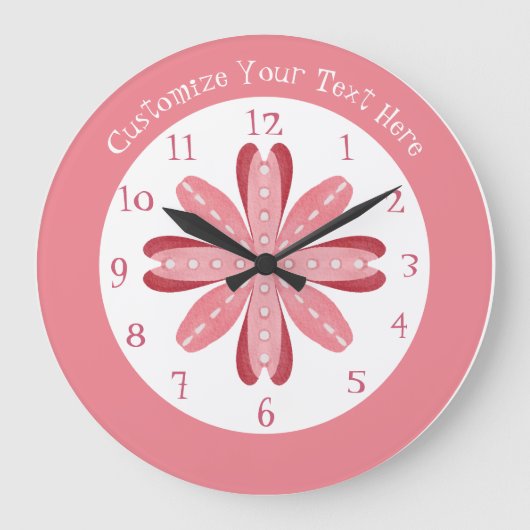Cute Girly Pink Abstract Flower Petals personalise Grote Klok (Voorkant)