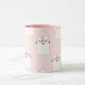 Cute Girly Pink and White Cat Pattern Personalized Mok (Midden)