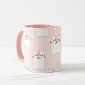 Cute Girly Pink and White Cat Pattern Personalized Mok (Voorkant links)