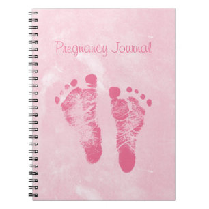 Cute Girly Pink Baby Footprint Pregnancy Journal Notitieboek