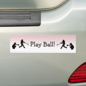 Cute Girly Pink Baseball Bumpersticker (Op auto)