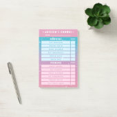 Cute Girly Pink Blue Glitter Kids Daily Chores 4x6 Post-it® Notes (Kantoor)
