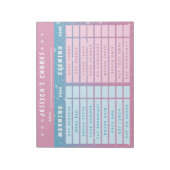Cute Girly Pink Blue Glitter Kids Daily Chores Notitieblok (Linkerzijde)