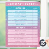 Cute Girly Pink Blue Glitter Kids Daily Chores  Raamsticker (Huis)