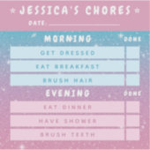 Cute Girly Pink Blue Glitter Kids Daily Chores Sticker (Voorkant)