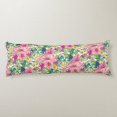 Cute Girly Pink Blue Yellow Waterverf Floral Lichaamskussen (Achterkant)