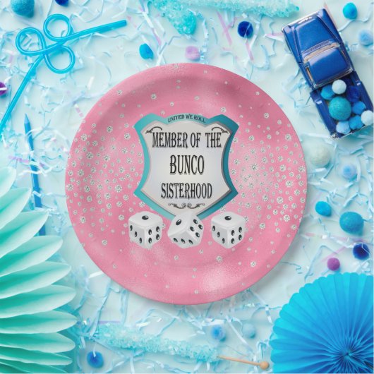 Cute  Girly Pink Bunco Dice Party Papieren Bordje (Feest)