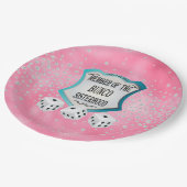 Cute  Girly Pink Bunco Dice Party Papieren Bordje (Gekanteld)