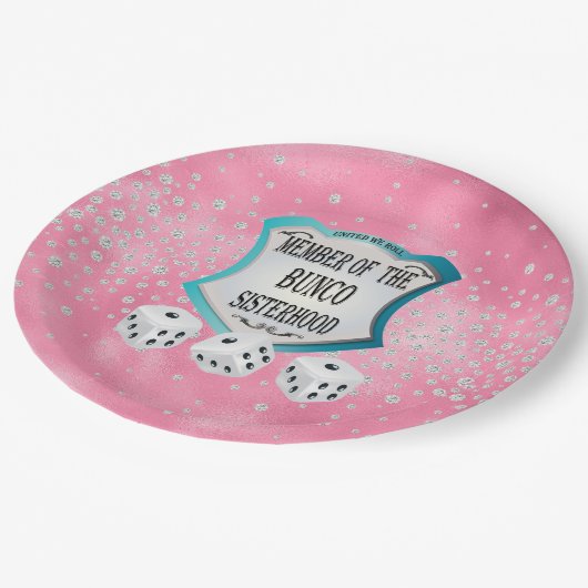 Cute  Girly Pink Bunco Dice Party Papieren Bordje (Gekanteld)