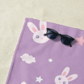 Cute Girly Pink Bunny Rabbit Pastel Name Monogram Strandlaken (In situ)
