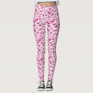 Cute Girly Pink Butterfly Pattern Leggings