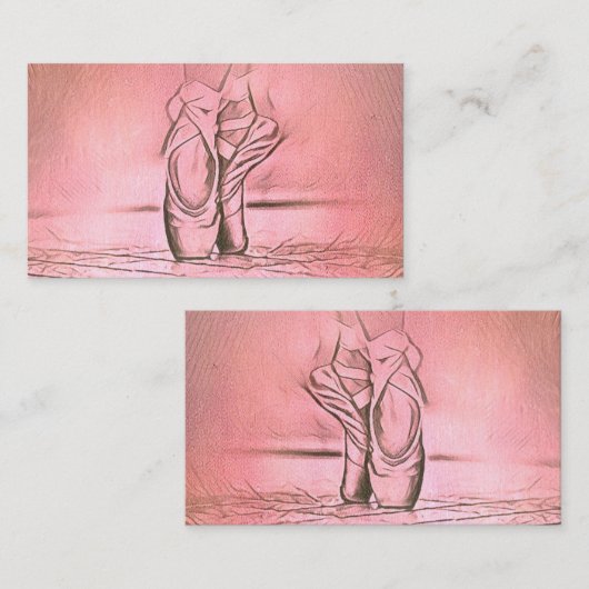 Cute Girly Pink Custom Ballet Slippers Visitekaartje (Voorkant / Achterkant)