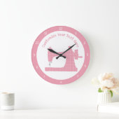 Cute Girly Pink Dot Sewing Machine Grote Klok (Huis)