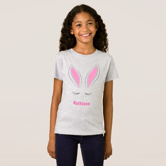 Cute Girly Pink Easter Bunny Ears T-shirt (Voorkant volledig)