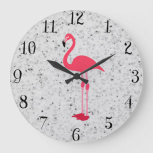Cute Girly Pink Elegant Flamingo Grote Klok