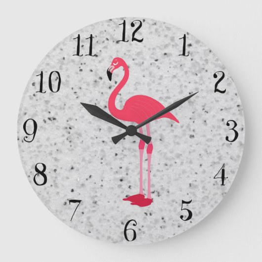 Cute Girly Pink Elegant Flamingo Grote Klok (Voorkant)